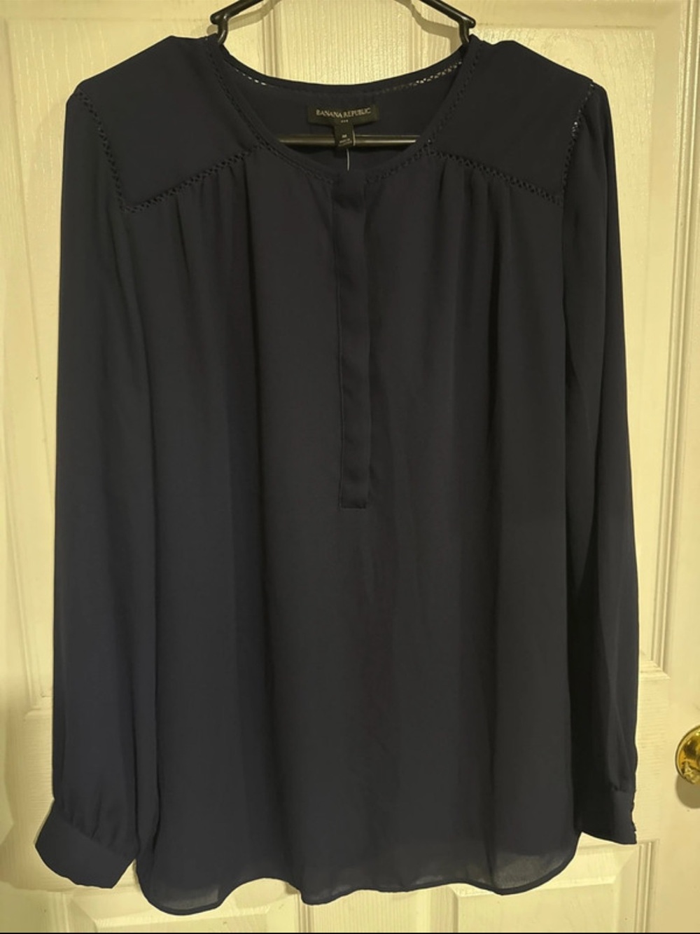 Banana Republic Dark Navy Long Sleeve Pullover Blouse